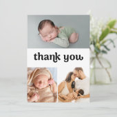 トレンディー男の赤ちゃん複数の写真のカスタム サンキューカード (スタンド正面)