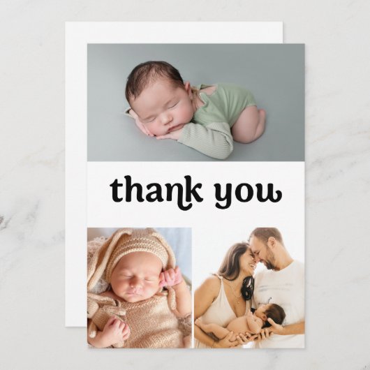 トレンディー男の赤ちゃん複数の写真のカスタム サンキューカード (正面/裏面)