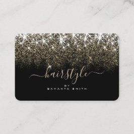 トレンディー発光金ゴールドグリッタースターズ美容師 名刺