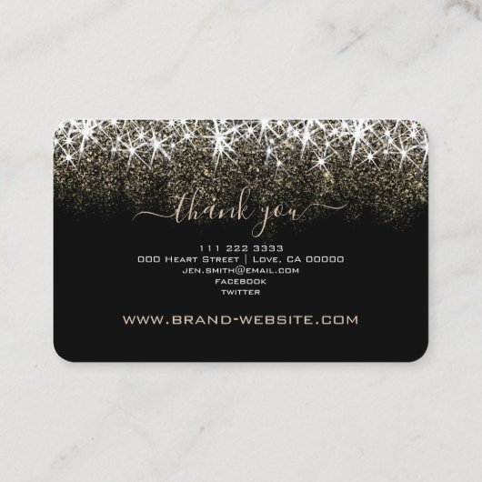 トレンディー発光金ゴールドグリッタースターズ美容師 名刺 (裏面)