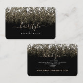 トレンディー発光金ゴールドグリッタースターズ美容師 名刺 (正面/裏面)