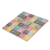 トレンディー白の幾何オーナメントタカラフルイルアート タイル (側面)