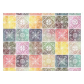 トレンディー白の幾何オーナメントタカラフルイルアート テーブルクロス (正面(横))