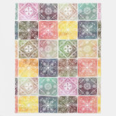 トレンディー白の幾何オーナメントタカラフルイルアート フリースブランケット (正面)