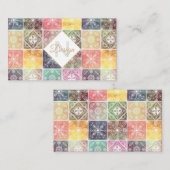 トレンディー白の幾何オーナメントタカラフルイルアート 名刺 (正面/裏面)