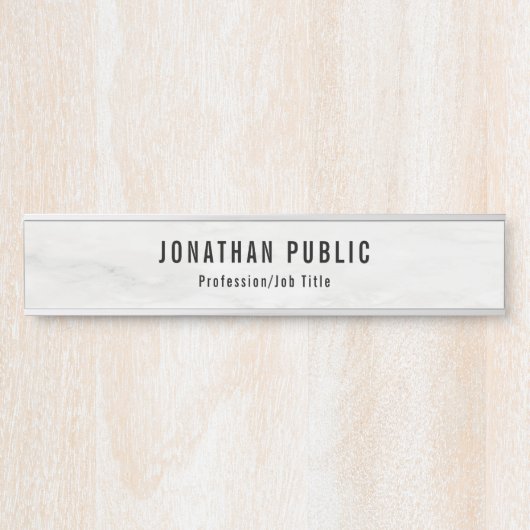 トレンディー白エレガント大理石テンプレート サインプレート (正面)