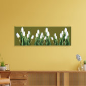 トレンディー白チューリップクール花グリーンボモダンホ キャンバスプリント (インサイチュ (リビング))