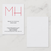 トレンディー白ユニークプロフェッショナルモノグラム 名刺 (正面/裏面)