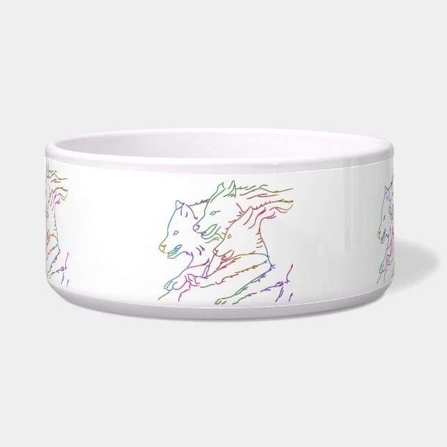 トレンディー白熱［赤熱］光を放つレインボー走パック ボウル (正面)