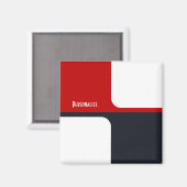 トレンディー白色の赤と海軍のグラフィックカラーブロック マグネット (正面/裏面)