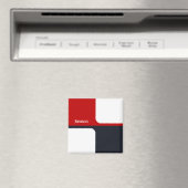 トレンディー白色の赤と海軍のグラフィックカラーブロック マグネット (インサイチュ (食洗機))