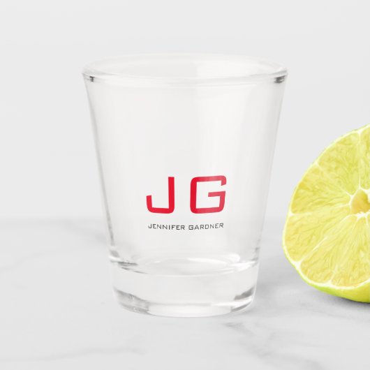 トレンディー白赤一文字 ショットグラス (正面)