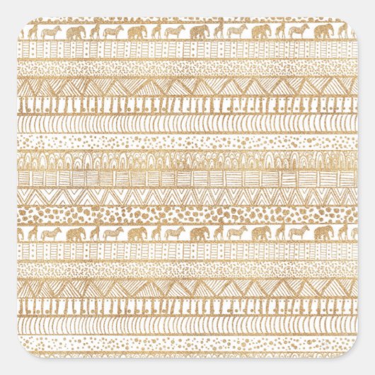 トレンディー白金ゴールド部族アフリカパターン スクエアシール (正面)