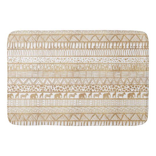 トレンディー白金ゴールド部族アフリカパターン バスマット (正面)