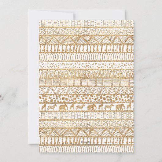 トレンディー白金ゴールド部族アフリカパターン 招待状 (裏面)