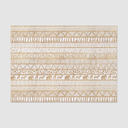 トレンディー白金ゴールド部族アフリカパターン 薄葉紙 (正面)