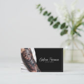 トレンディー白黒の入れ墨の腕タトゥーアーティスト 名刺 (スタンド正面)