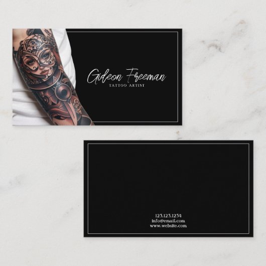 トレンディー白黒の入れ墨の腕タトゥーアーティスト 名刺 (正面/裏面)