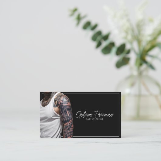 トレンディー白黒の刺青の男の刺青アーティスト 名刺 (スタンド正面)