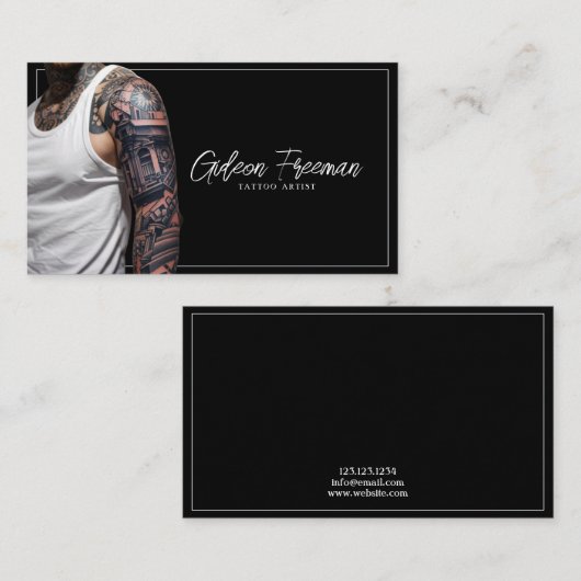 トレンディー白黒の刺青の男の刺青アーティスト 名刺 (正面/裏面)