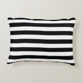 トレンディー白黒の横幅の横ストライプ線 アクセントクッション (裏面)