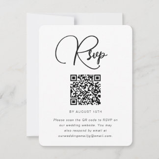 トレンディー白黒ウェディングQRコード付きRSVP 出欠カード