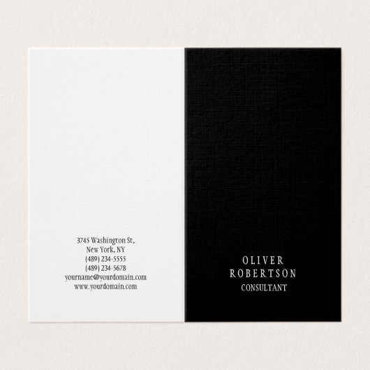 トレンディー白黒クリエイティブユニークプレミアムリネン 名刺 (外部フラット)