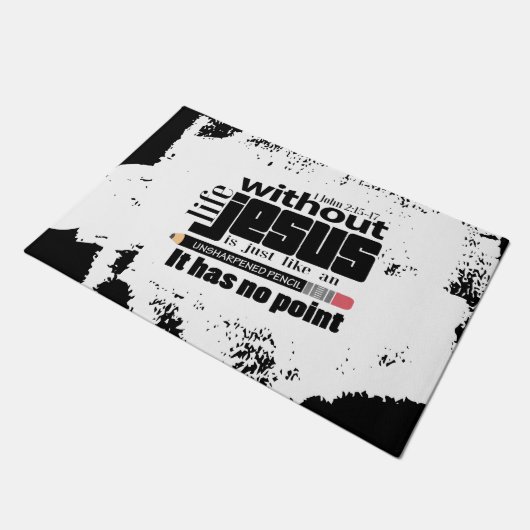 トレンディー白黒クリスチャン感動的引用文 ドアマット (アングル)