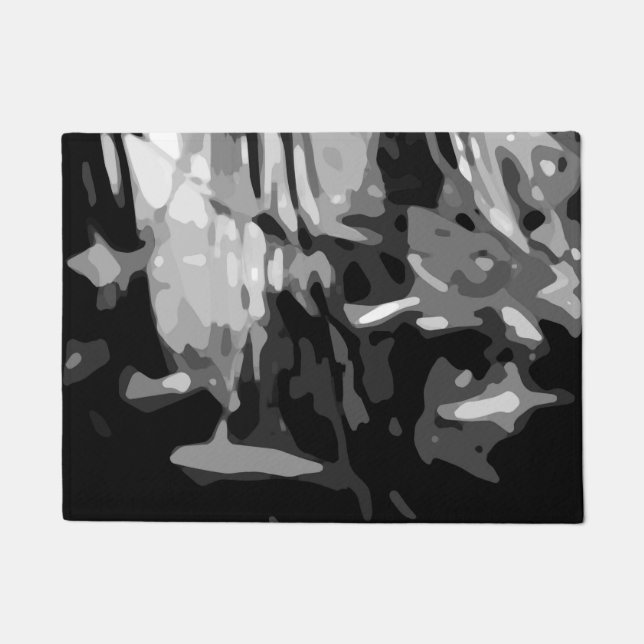 トレンディー白黒グレー抽象芸術パターン ドアマット (正面)