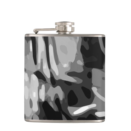 トレンディー白黒グレー抽象芸術パターン フラスク (正面)