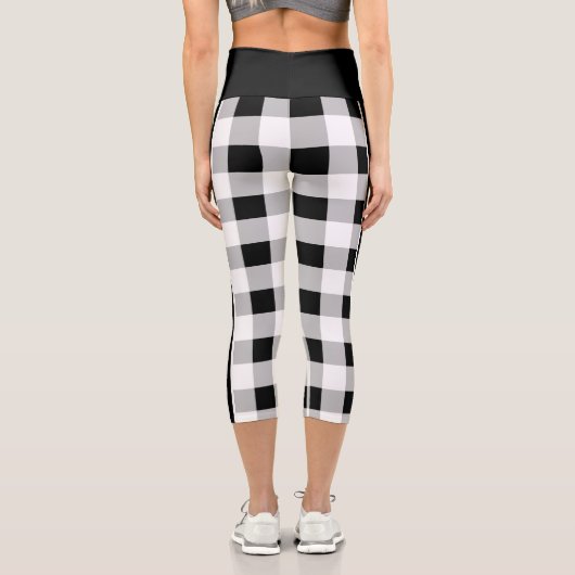 トレンディー白黒グレ市松模様にーパタカスタムーン カプリレギンス (裏面)