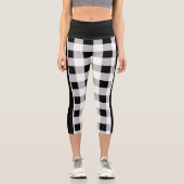 トレンディー白黒グレ市松模様にーパタカスタムーン カプリレギンス (正面)