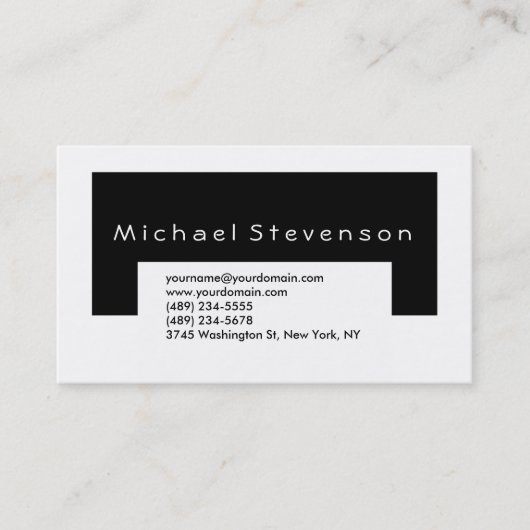 トレンディー白黒シンプルプレーン・ビジネス・カード 名刺 (正面)
