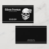 トレンディー白黒スカルタトゥーアーティスト 名刺 (正面/裏面)