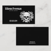 トレンディー白黒スカルタトゥースタジオ 名刺 (正面/裏面)