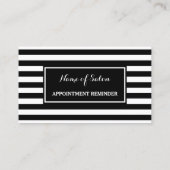 トレンディー白黒ストライプアポイントメントアラーム 予約カード (裏面)
