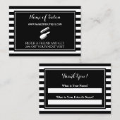 トレンディー白黒ストライプサロン参照クーポン 紹介カード (正面/裏面)