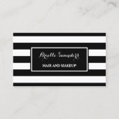 トレンディー白黒ストライプヘアアンドメイクアップアーティスト 名刺 (正面)