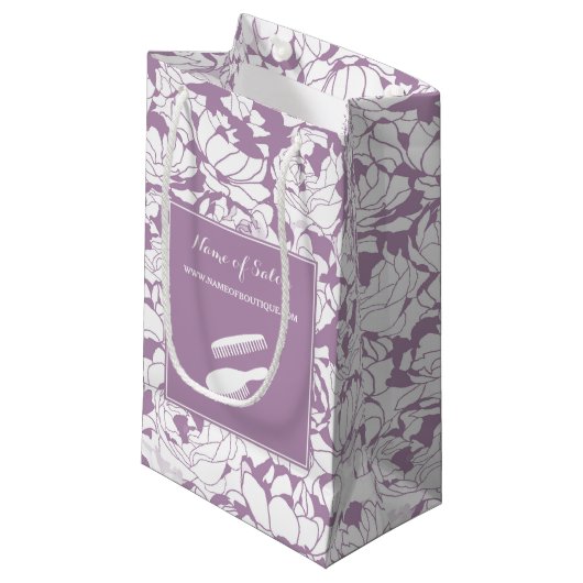 トレンディー白黒ストライプヘアアンド美しいサロン スモールペーパーバッグ (正面アングル)