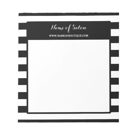 トレンディー白黒ストライプヘアアンド美しいサロン ノートパッド (正面)