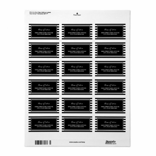 トレンディー白黒ストライプヘアアンド美しいサロン ラベル (フルシート)