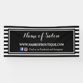 トレンディー白黒ストライプヘアアンド美しいサロン 横断幕 (横)