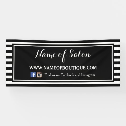 トレンディー白黒ストライプヘアアンド美しいサロン 横断幕 (横)