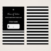 トレンディー白黒ストライプヘアサロンつるラベル (正面&裏面)