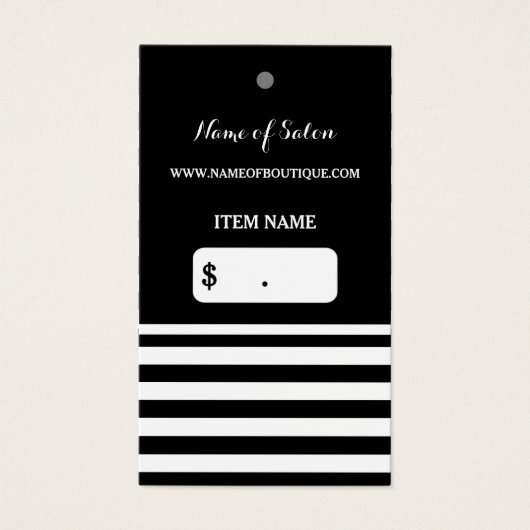 トレンディー白黒ストライプヘアサロンつるラベル (正面)