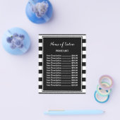 トレンディー白黒ストライプヘアサロン価格表 チラシ (シングル)