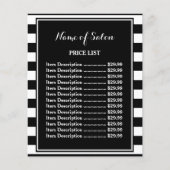 トレンディー白黒ストライプヘアサロン価格表 チラシ (正面)