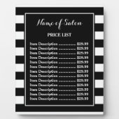 トレンディー白黒ストライプヘアサロン価格表 フォトプラーク (正面)