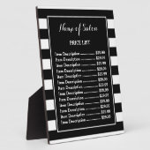 トレンディー白黒ストライプヘアサロン価格表 フォトプラーク (側面)