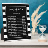 トレンディー白黒ストライプヘアサロン価格表 フォトプラーク (側面)